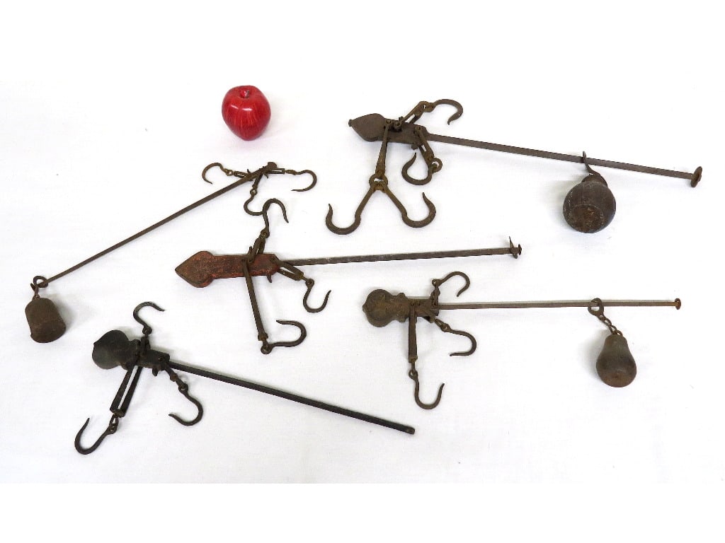 Lot of 5 Cast Iron Balance Beam Scales 19th to early 20th C. (1 of 8)