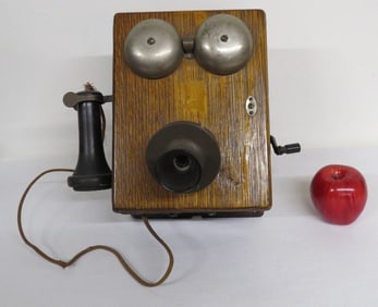 An Arts & Crafts Era Western Electric Oak Wall Telephone c.1913 Pat'd