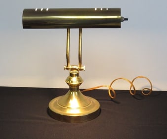 Mid-Century Brass Desk Banker's Lamp