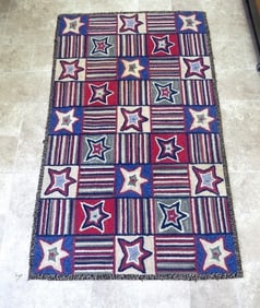 Colorful Stars & Stripes Company C Thick 100% Wool 3' x 5' Area Rug