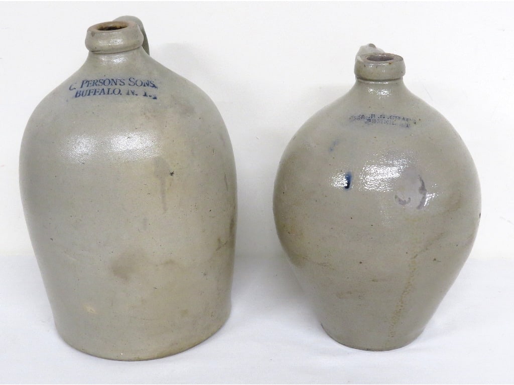 Two American Stoneware Jugs - L.G.B. Chace, Somerset Mass & Buffalo, NY Merchant Jug (1 of 7)