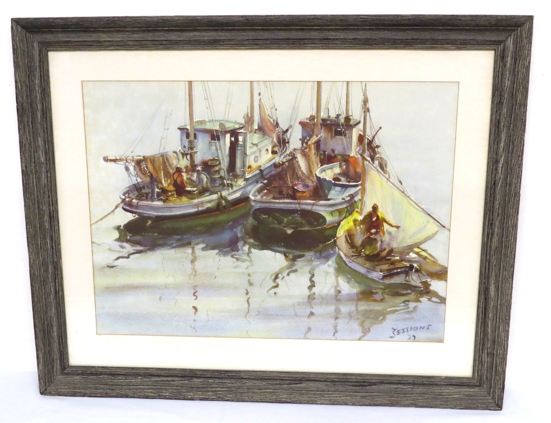 James Milton Sessions (1882-1962) - Fishing Boats In The Harbor (1 of 5)