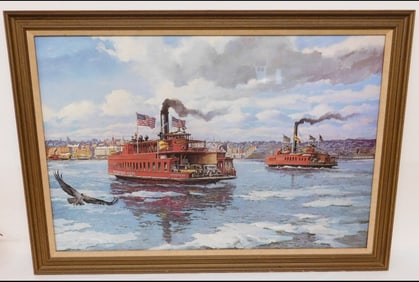 John Fleming Gould Litho #307/950 of the Newburgh, NY Ferries