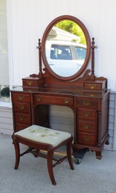 A Willet Wildwood Cherry Rope Twist Vanity & Needlepoint Bench