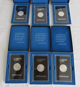Six US Mint Carson City Morgan Silver Dollars BU Plus - 1882/83