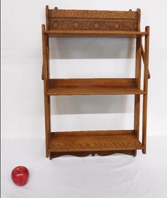 Early 20th C. Arts & Crafts Oak Hanging Shelf Unit