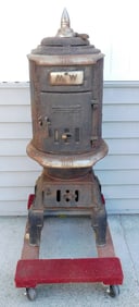 Early 20th C. Cast Steel & Nickeled Iron Montgomery Ward Pot Belly Stove