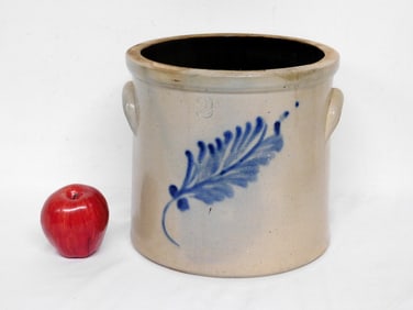 2 Gal Stoneware Leaf Crock Possibly Adam Caire Poughkeepsie, NY