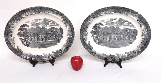 Two Large Oval Wedgwood Queensware Compton Winyates Warwickshire Platters