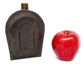 Early 19th C. Masonic Embossed Tin  Flask
