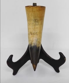 1845 Dated and Initialed American Powder Horn Match Holder