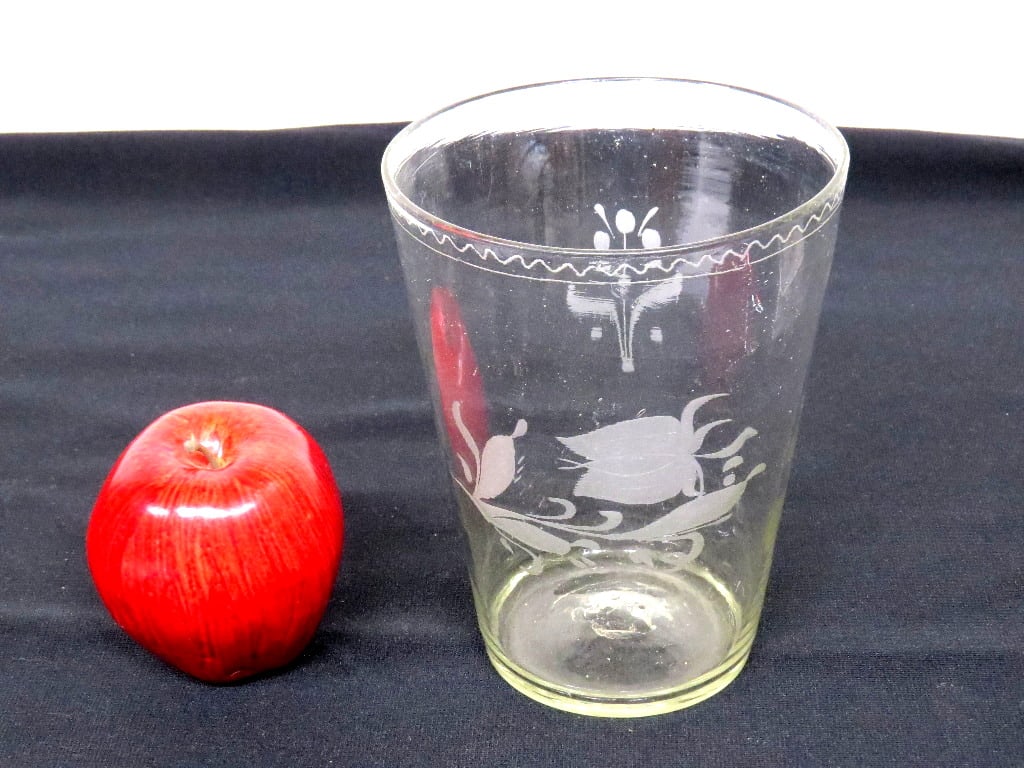 An Large 18th C. Tulip Engraved Flip Glass (1 of 8)