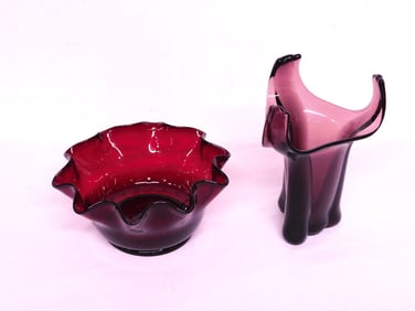 Two Mid-Century Glass Items - Viking & Bischoff Glass