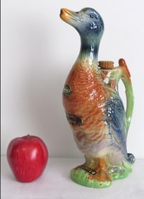 A Mid-Century Garnier France Crème De Cacao Figural Pottery Duck Bottle