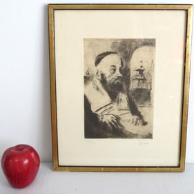 A Jack Levine (1915-2010) Etching of a Rabbi
