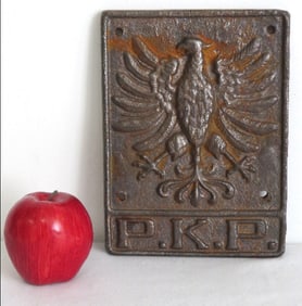 Cast Iron Polish State Railway Engine Plaque PKP w/Eagle
