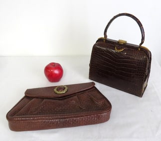 Finesse Brown Alligator & Susan Gail Italy Brown Leather Purse