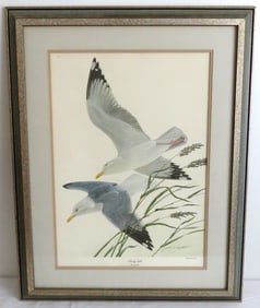 John A. Ruthven Signed Lithograph of Herring Gulls