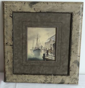 John Cuthbert Hare (Mass, 1908-1978) Wharf Watercolor