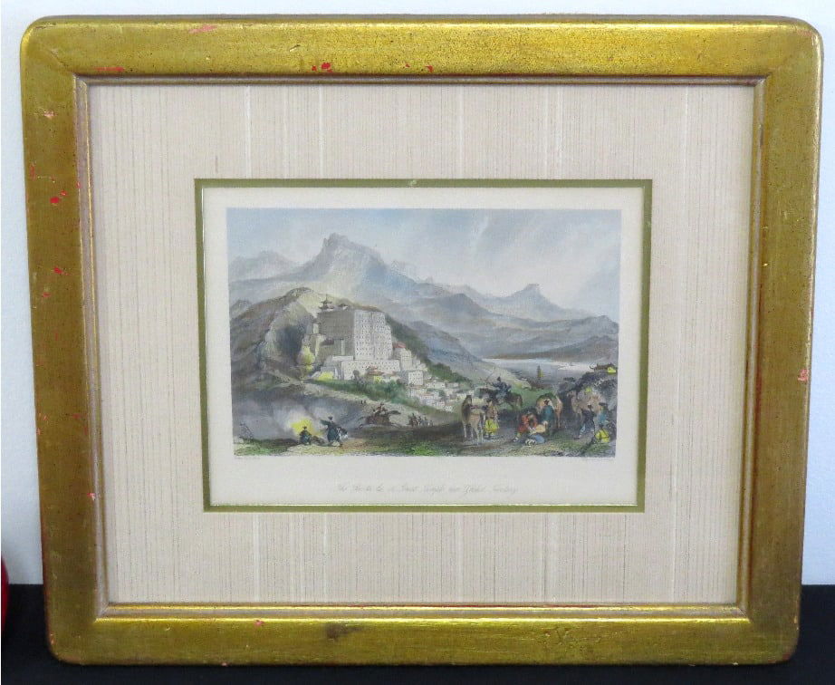 John Cuthbert Hare (Mass, 1908-1978) Wharf Watercolor: John Cuthbert Hare (Mass/Fl 1908-1978) watercolor of a wharf with tall ships moored, workers & cargo, set in an unusual but complimentary frame measuring 19" x 20" framed, visible work 6.75" x 8".