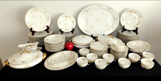 Theodore Haviland Limoges Victorian Porcelain Service for 12