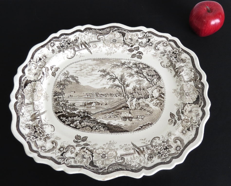 Mid-19th C. Picturesque Views Platter - City of Newburgh, NY Hudson Valley (1 of 6)