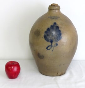 J. Clark Troy NY c.1826-28 Two Gallon Ovoid Stoneware Jug