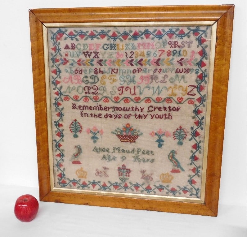 A 19th C. Alphabet Sampler by Alice Maud Peet Age 9 (1 of 5)