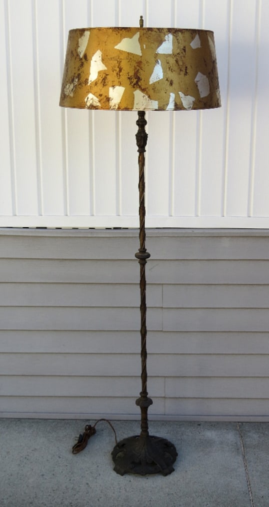 Art Nouveau Era Bronzed Iron Double Socket Floor Lamp (1 of 6)