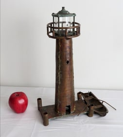A Jack Maskley Signed Copper & Brass Lighthouse Sculpture