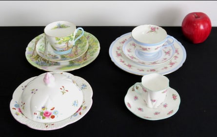 A Group of Shelley China C&S Plus Covered Butter Dish