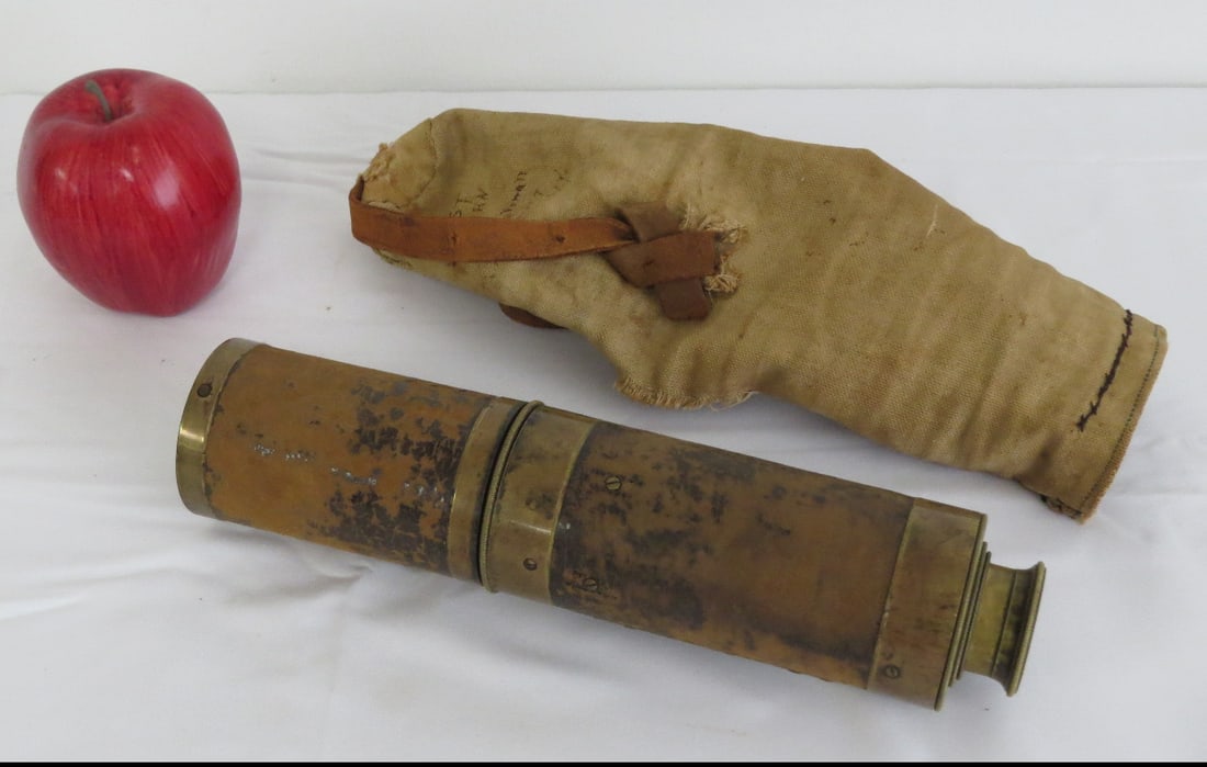 James W. Queen USA Signal Telescope w/Canvas Case Civil War Era (1 of 6)