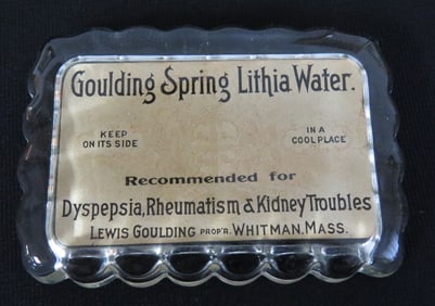 Goulding Spring Lithia Water Whitman Mass Adv. Paperweight