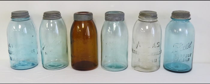 Lot of Six 1/2 Gallon Mason Fruit Jars