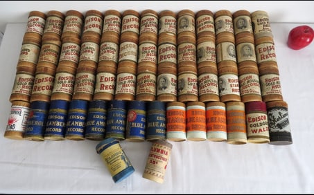 A Group of 55 Edison Phonograph Cylinder Rolls