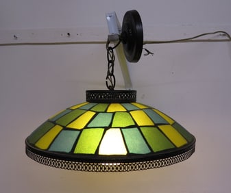 Vintage Mid-Century 1960's Teal, Green & Yellow Hanging Light Fixture