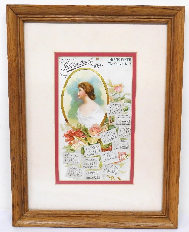1908 Framed Calendar Topper - Frank Ecker The Corner, N.Y.  International Tailoring Co. (1 of 3)