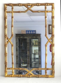 Large Bamboo Styled MCM Gilded Mirror by Union City Mirror & Table Co.