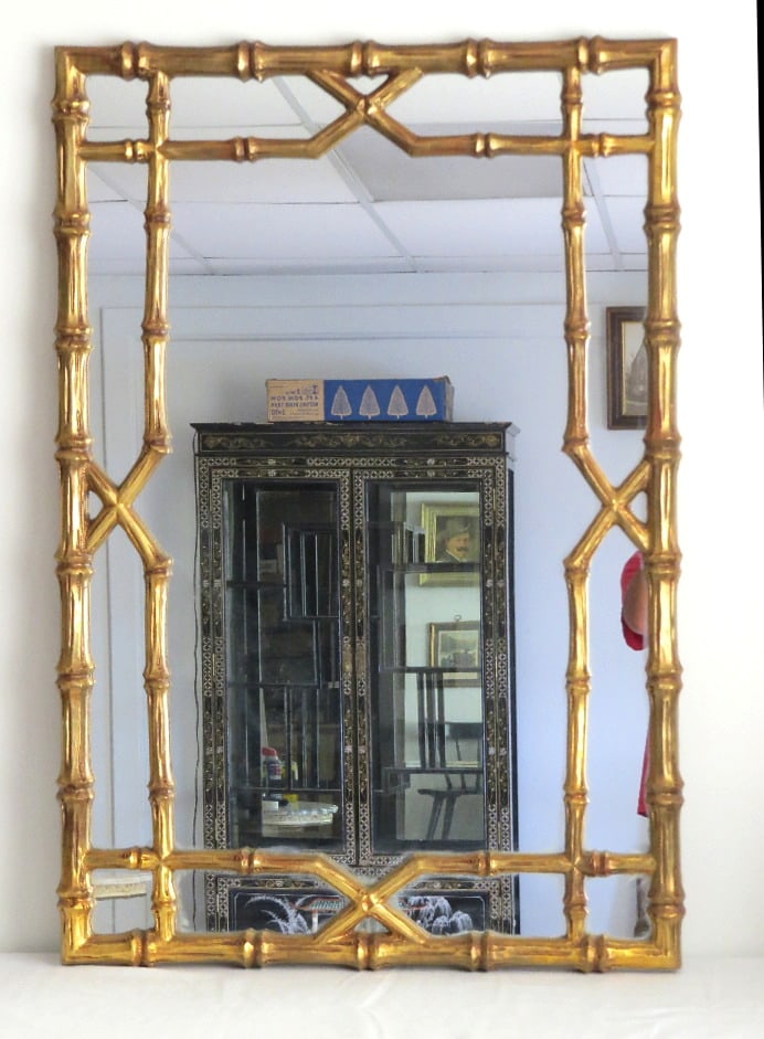 Large Bamboo Styled MCM Gilded Mirror by Union City Mirror & Table Co. (1 of 7)