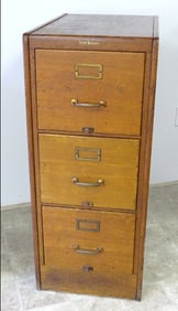 Shaw-Walker 3 Drawer Oak File Cabinet