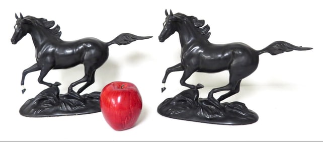 Franklin Mint c.1986 Black Beauty Porcelain Horses by Pamela du Boulay