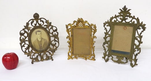 3 Victorian Bronzed / Gilt Picture Frames