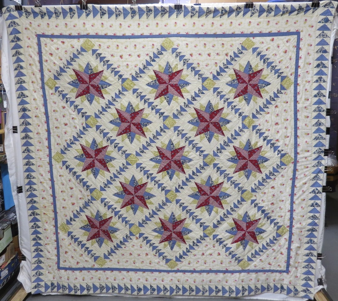 Antique Early Machine Stitched Twinkle Star Quilt (1 of 8)