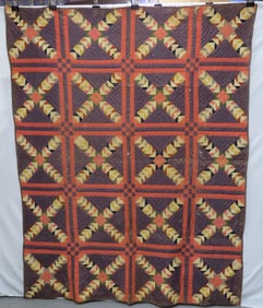 Antique Machine Stitched Railroad Crossing Design Quilt
