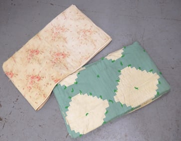 Two Antique Early Machine Stitched Quilts