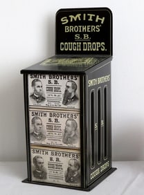 Early 20th C. Smith Bros. Poughkeepsie Tin Litho Cough Drop Display