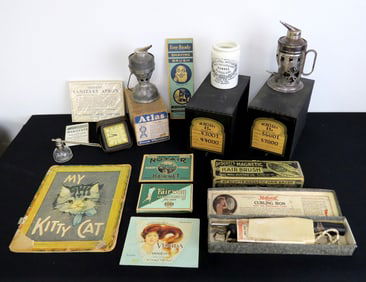 Early 20th C. Products Grouping - Curling Iron, Vaporizer, Pharmacy, etc.