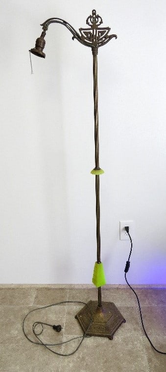 Art Nouveau Era Bridge Arm Jadeite Floor Lamp (1 of 7)