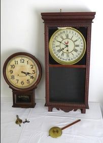 Two Antique Oak Clocks by Sessions & Seikosha