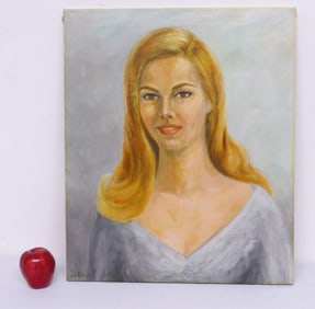 Oil on Canvas Portrait of a Young Blonde Haired Woman - Signed Ulrich